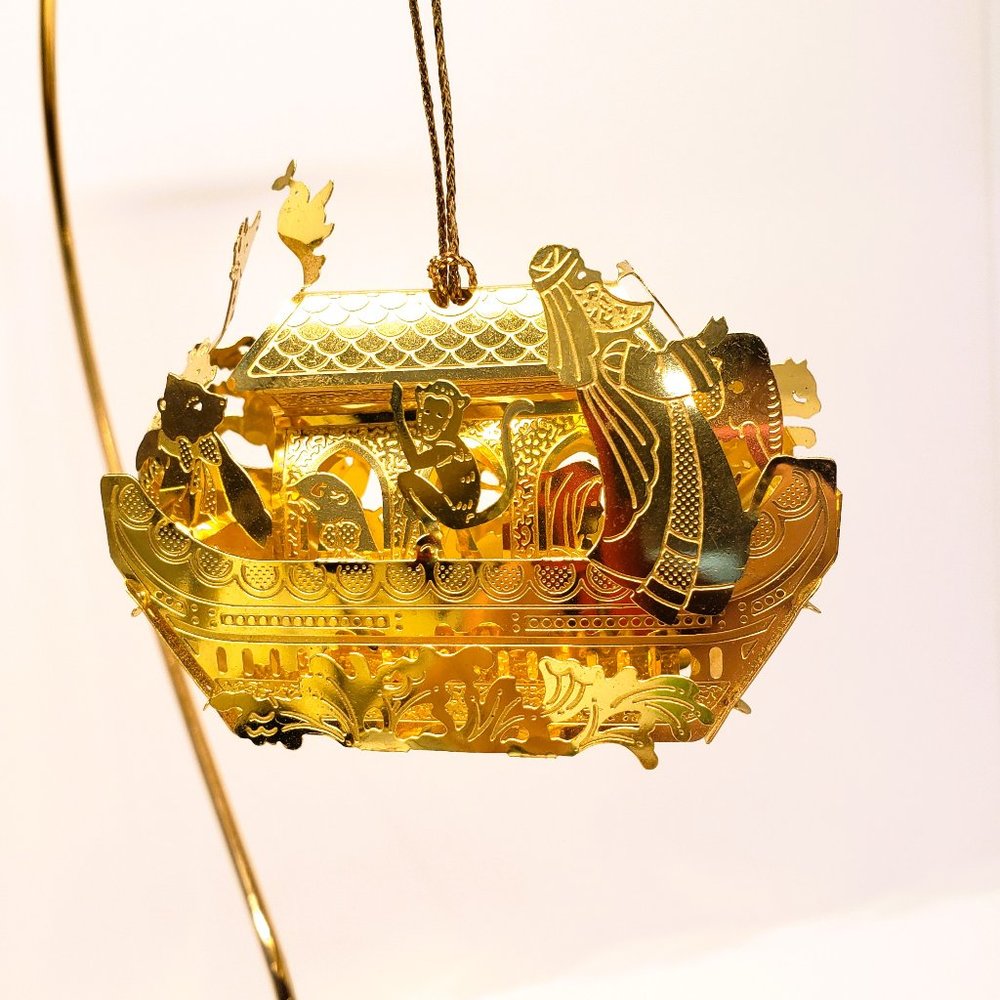 Brass Noah's Ark Christmas Ornament Laser Cut Christmas Ornament Ornate